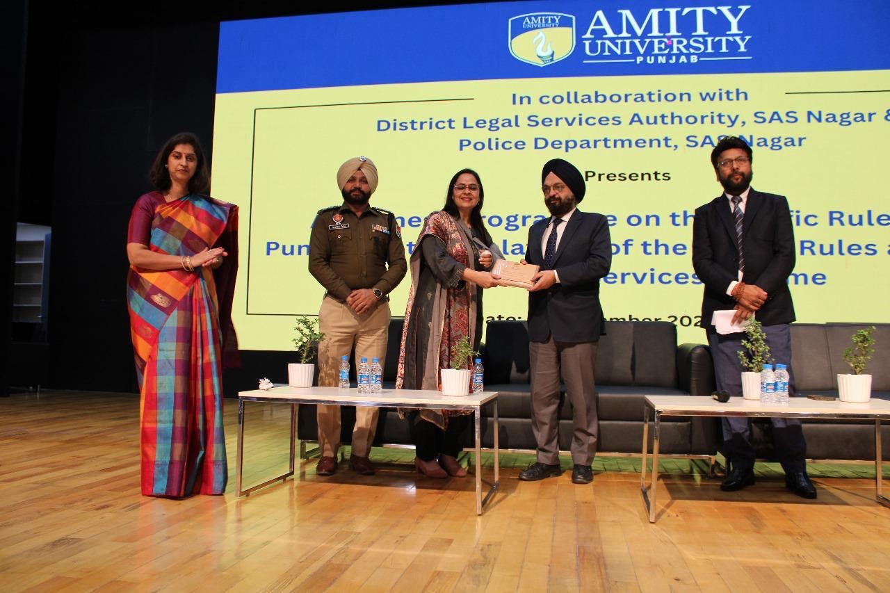 Awareness program at Amity University on traffic rules and free legal aid by District Legal Services Authority and District Police